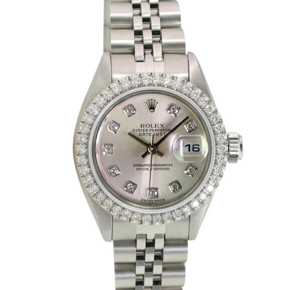 ROLEX DATEJUST SILVER DIAMOND DIAL 1.15CT DIAMOND STEEL JUBILEE WATCH 26MM 69174 main image 5